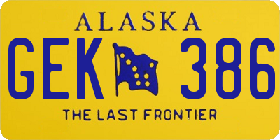 AK license plate GEK386