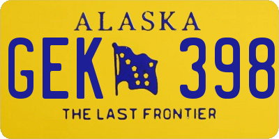 AK license plate GEK398