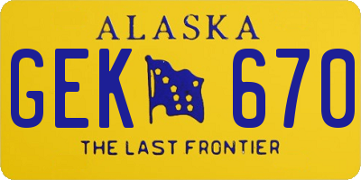 AK license plate GEK670