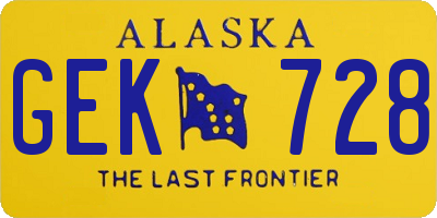 AK license plate GEK728