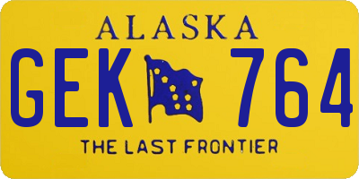 AK license plate GEK764