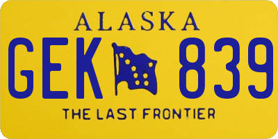 AK license plate GEK839