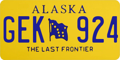 AK license plate GEK924