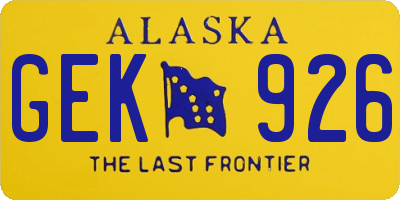 AK license plate GEK926