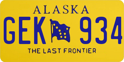 AK license plate GEK934