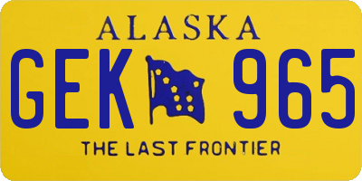 AK license plate GEK965