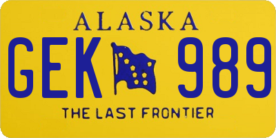 AK license plate GEK989