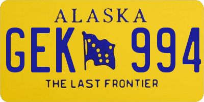 AK license plate GEK994