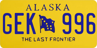 AK license plate GEK996