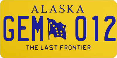 AK license plate GEM012