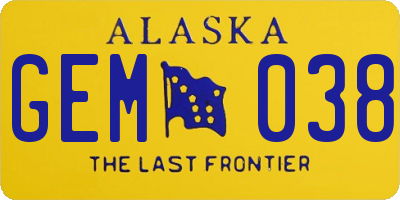 AK license plate GEM038