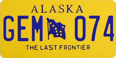 AK license plate GEM074