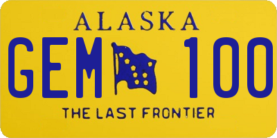 AK license plate GEM100
