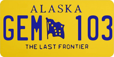 AK license plate GEM103