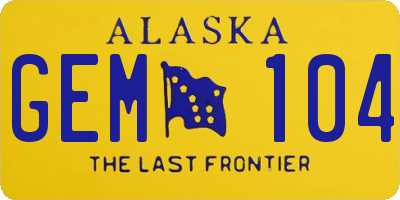 AK license plate GEM104