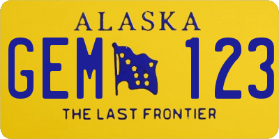 AK license plate GEM123