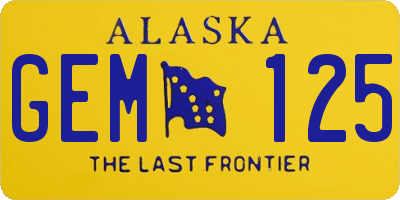 AK license plate GEM125