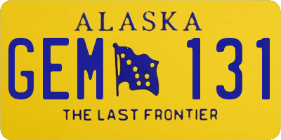 AK license plate GEM131