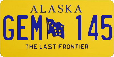 AK license plate GEM145