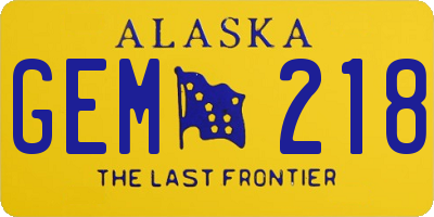 AK license plate GEM218