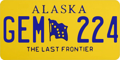 AK license plate GEM224