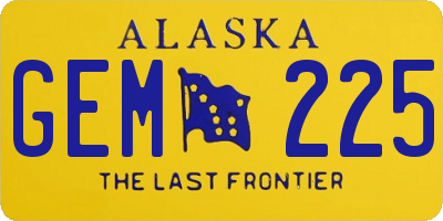 AK license plate GEM225