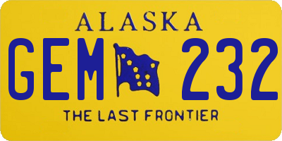 AK license plate GEM232