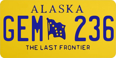 AK license plate GEM236