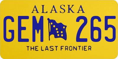 AK license plate GEM265