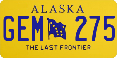 AK license plate GEM275