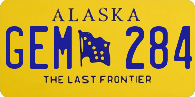 AK license plate GEM284