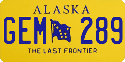AK license plate GEM289