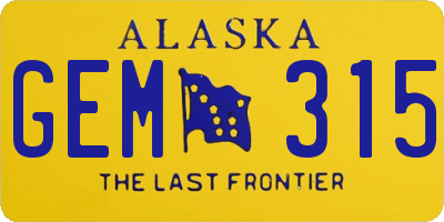 AK license plate GEM315