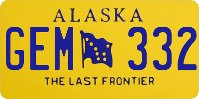 AK license plate GEM332