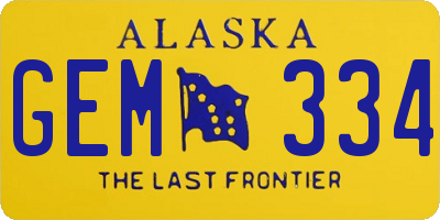 AK license plate GEM334