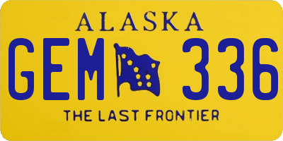 AK license plate GEM336