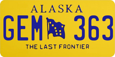 AK license plate GEM363