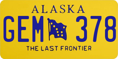 AK license plate GEM378