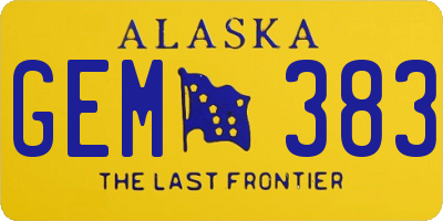 AK license plate GEM383