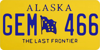 AK license plate GEM466