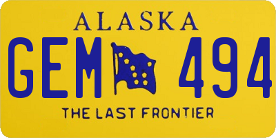AK license plate GEM494
