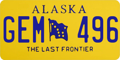 AK license plate GEM496