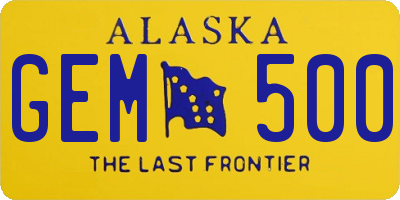 AK license plate GEM500