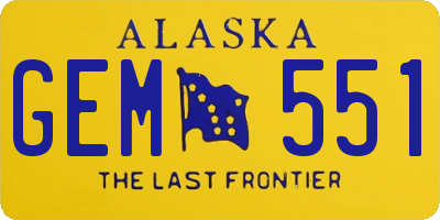 AK license plate GEM551