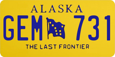 AK license plate GEM731