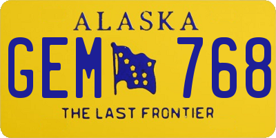 AK license plate GEM768