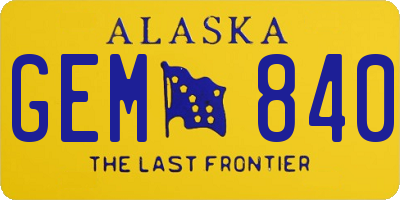 AK license plate GEM840
