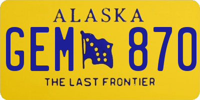 AK license plate GEM870