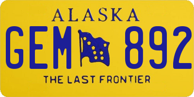 AK license plate GEM892