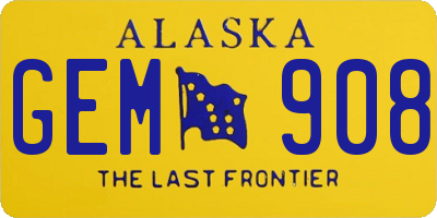 AK license plate GEM908